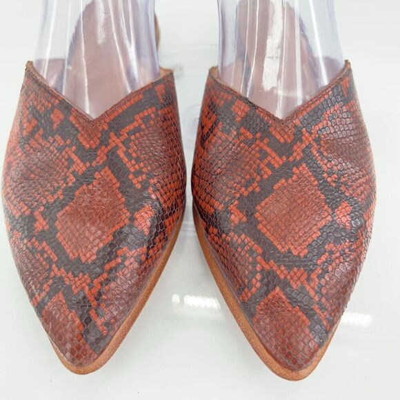 Madewell Women's The Emilia Mule Size 6.5 Slip On Pointed Flat Shoe Comfy Snake - Picture 3 of 11